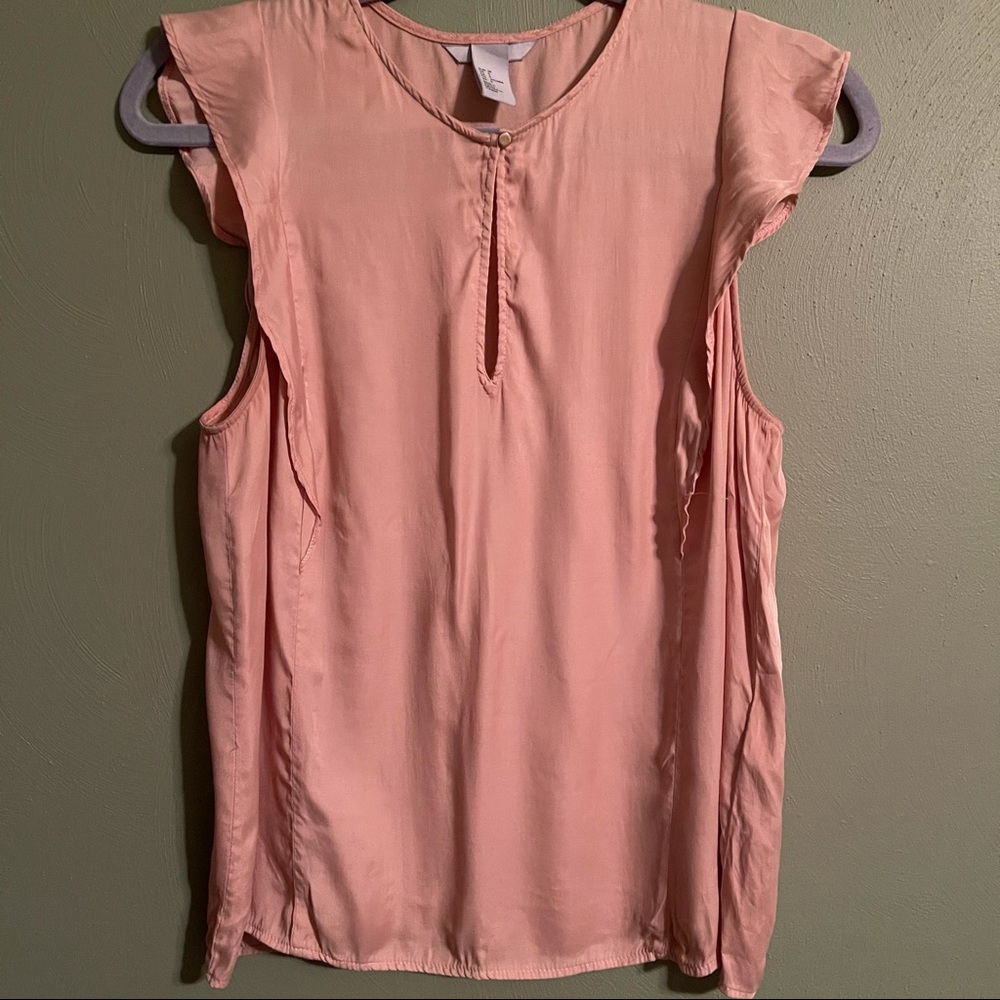 Peach blush flutter sleeve top blouse